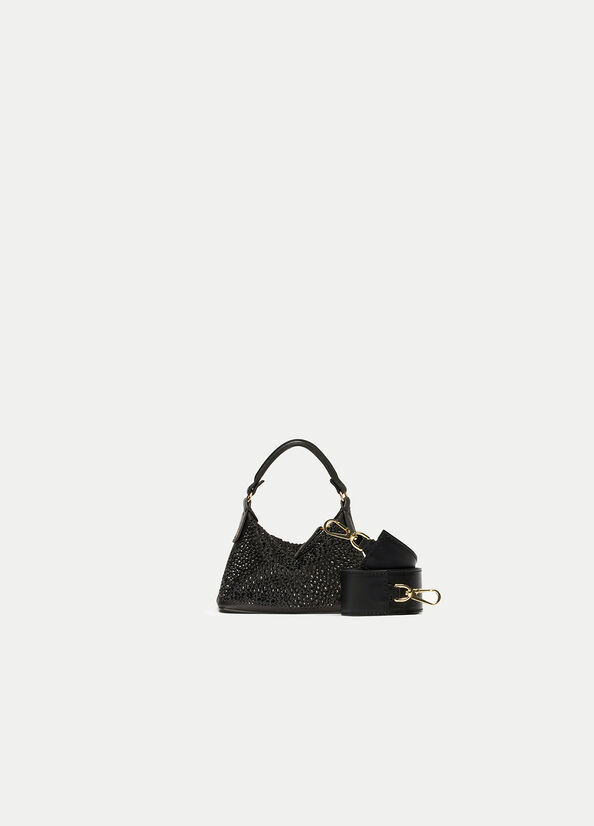 Liu Jo Micro Hobo With Gemstones Women's Crossbody Bags Black | LEO-031985