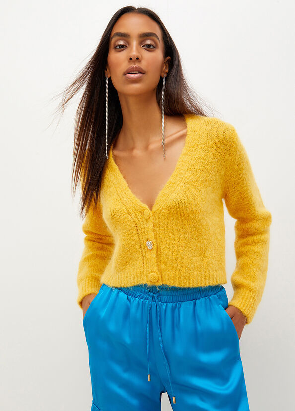 Liu Jo Mohair Cardigan Women's Sweaters Yellow | TGQ-894260