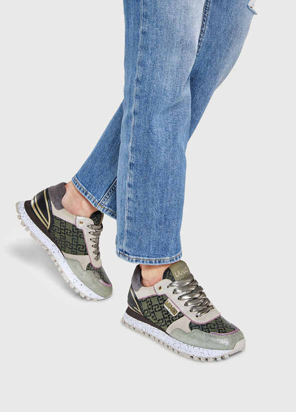 Liu Jo Monogram Jacquard Women's Sneakers Green | EAC-318675