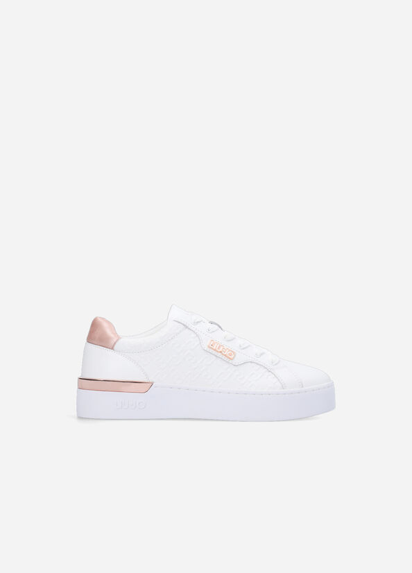 Liu Jo Monogram Leather Women's Sneakers White | OAU-865914