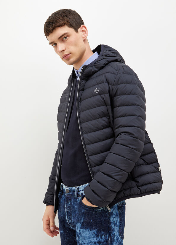 Liu Jo Padded With Hood Men's Jackets Dark Blue | MNF-652719