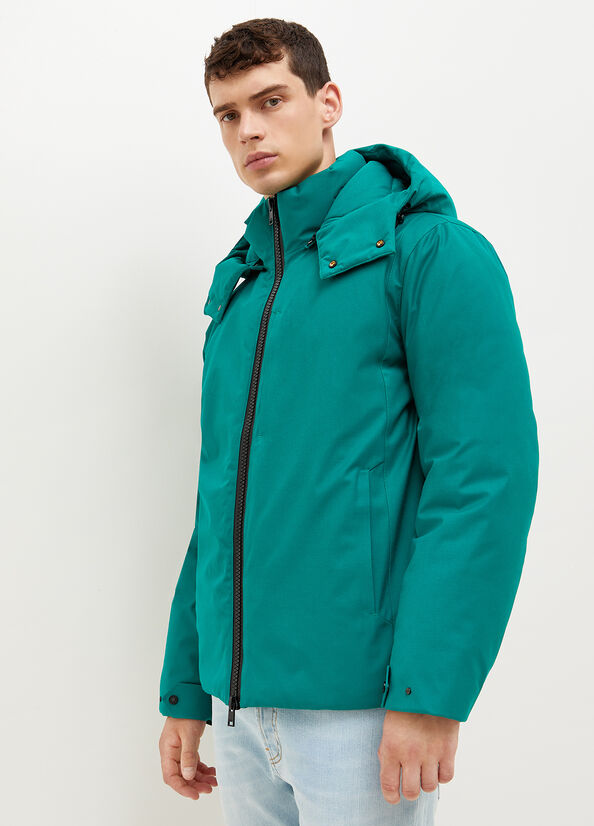 Liu Jo Padded With Hood Men's Jackets Turquoise | KOS-423679