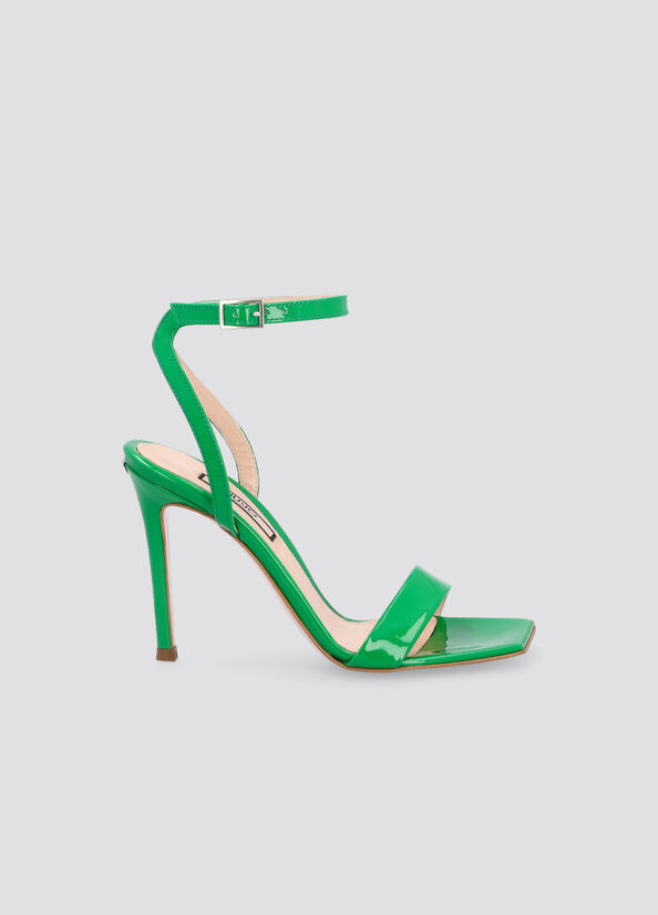 Liu Jo Patent Leather Heeled Women's Sandals Green | EUP-146279