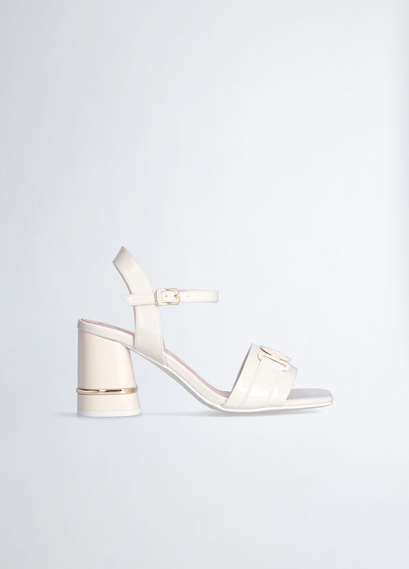 Liu Jo Patent Leather Heeled Women's Sandals White | FBE-287340