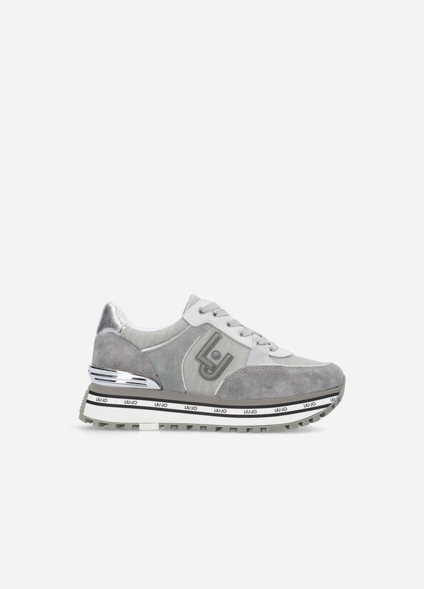 Liu Jo Platform In Sparkling Fabric Women's Sneakers Grey | BVR-148632