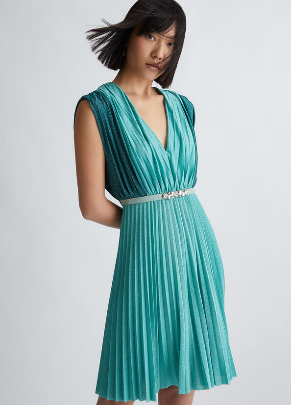 Liu Jo Pleated Formal Women's Dress Light Turquoise Green | KLA-364159