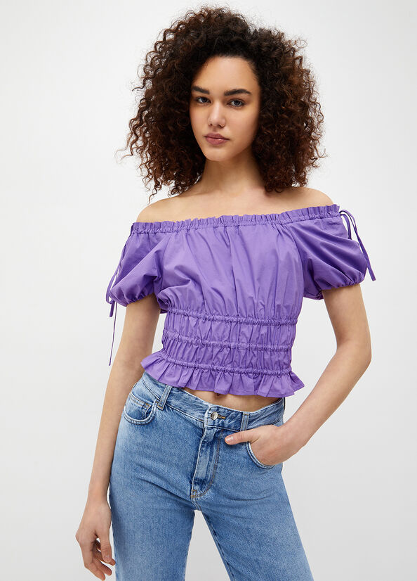 Liu Jo Poplin Blouse Women's Shirts Purple | OLJ-825734