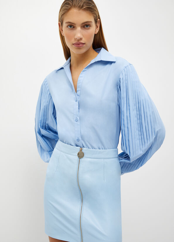 Liu Jo Poplin Women's Shirts Blue | QTE-953841