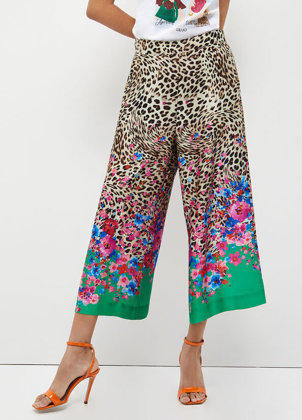 Liu Jo Printed Palazzo Women's Pants Green | VUP-362580