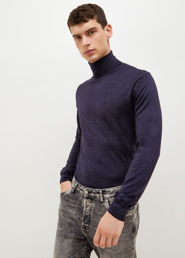 Liu Jo Pure Turtleneck Men's Sweaters Dark Blue | VZU-247586