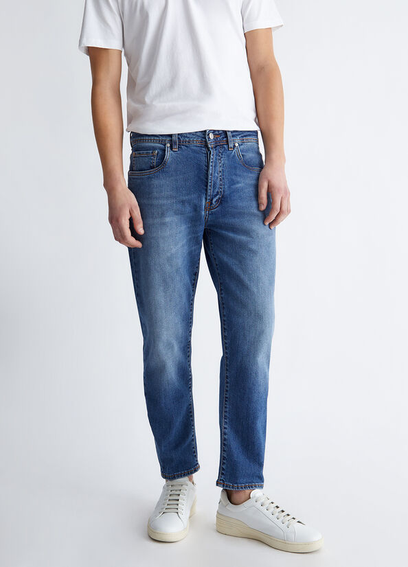 Liu Jo Regular Cropped Men's Skinny Jeans Blue | XOM-384052