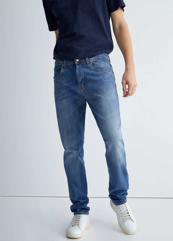 Liu Jo Regular Men's Slim-Fit Jeans Blue | ZKW-172954