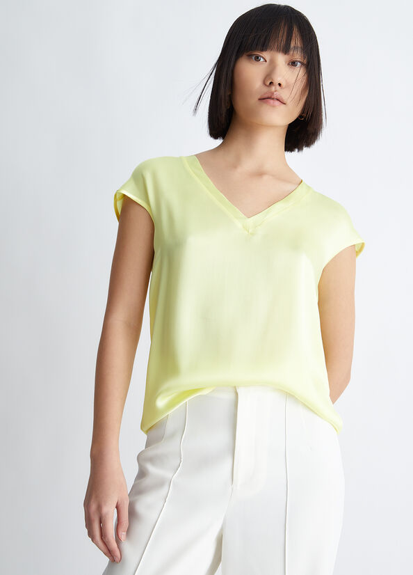 Liu Jo Silk Blend Blouse Women's Shirts Yellow | WNC-289635