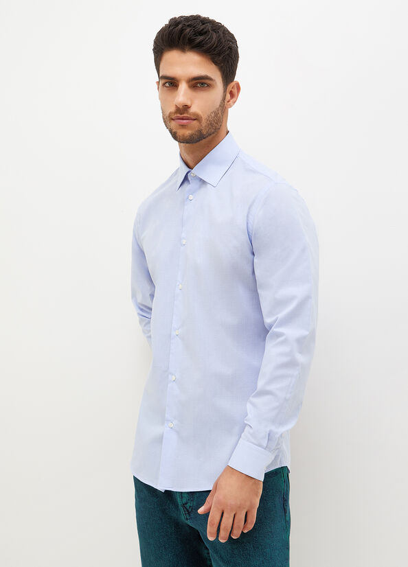 Liu Jo Slim-Fit Men's Shirts Blue | QAJ-984152