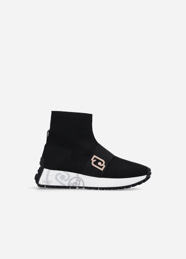 Liu Jo Sock With Logo Women's Sneakers Black | PQO-428370