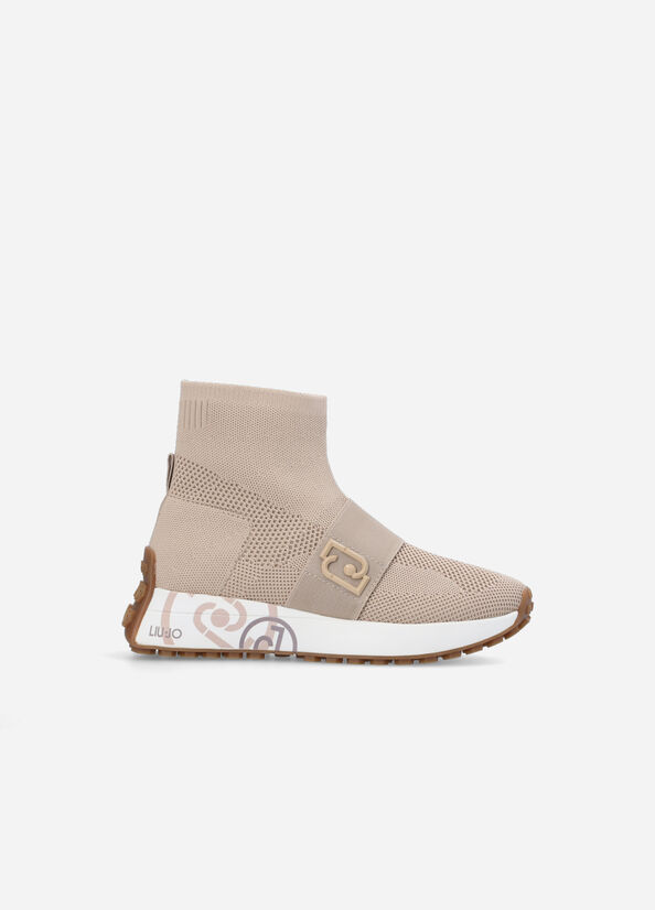 Liu Jo Sock With Logo Women's Sneakers Brown | PTZ-105768