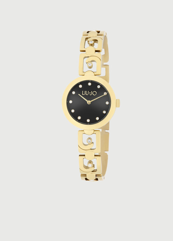 Liu Jo Steel With Logo Women's Watches Gold / Black | UTG-346580