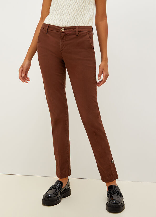 Liu Jo Stretch Cotton Chinos Women's Pants Brown | MOQ-482536