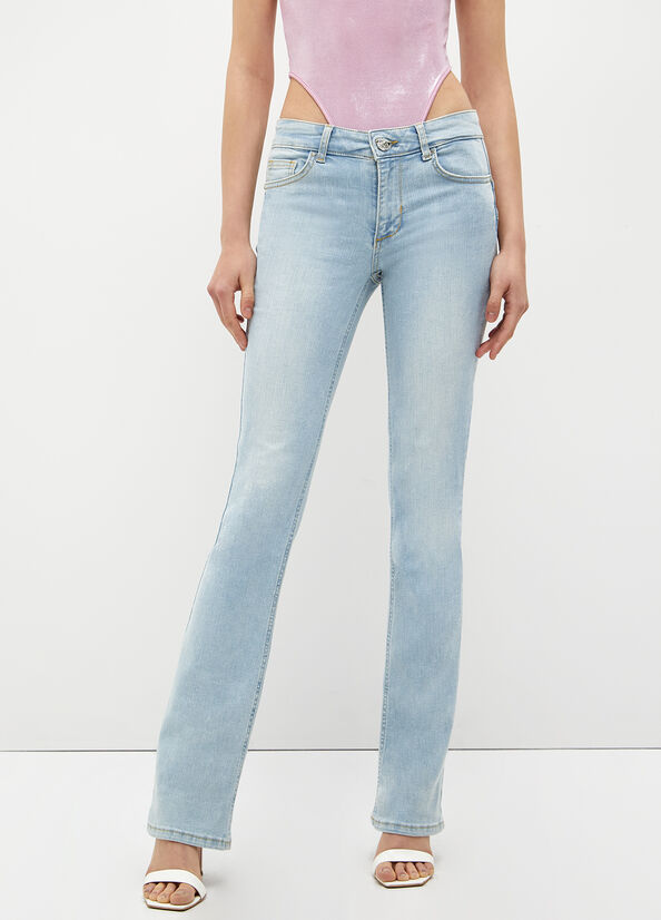 Liu Jo Stretch Denim Cut Women's Skinny Jeans Light Blue | NGW-138750