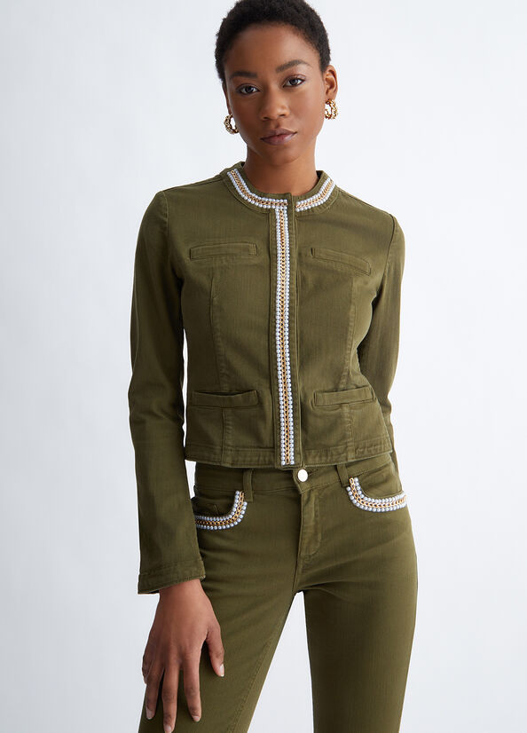 Liu Jo Stretch Drill Women's Jackets Olive | NXB-503216