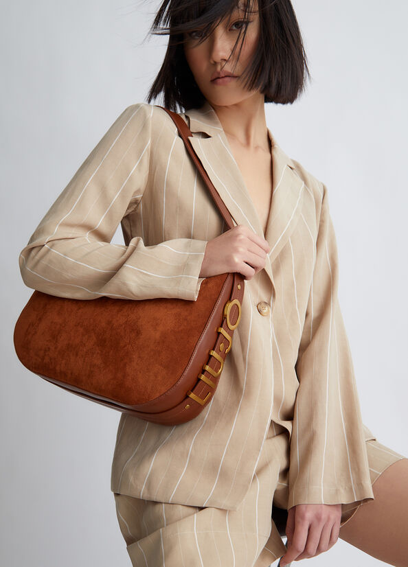 Liu Jo Suede Shoulder Women's Shoulder Bags Brown | KUS-582394