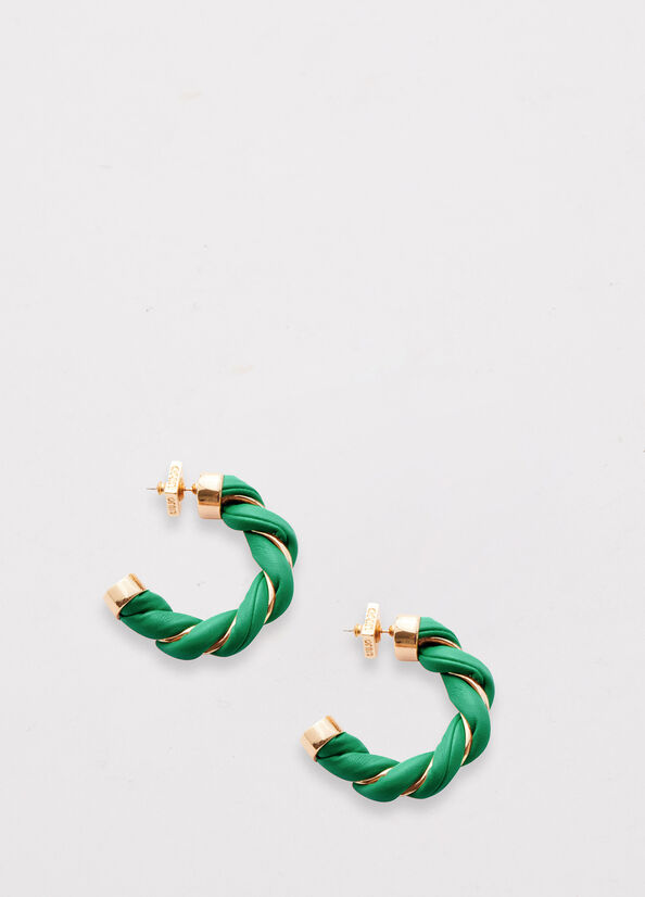 Liu Jo Torchon Effect Hoop Earrings Women's Jewelry Green | MDS-541870