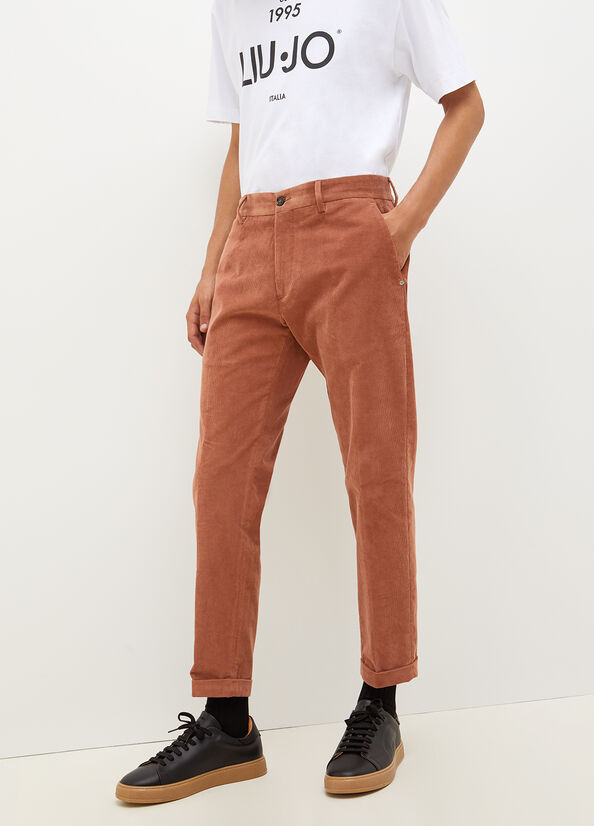 Liu Jo Velvet Chinos Men's Pants Brown | JQY-268401