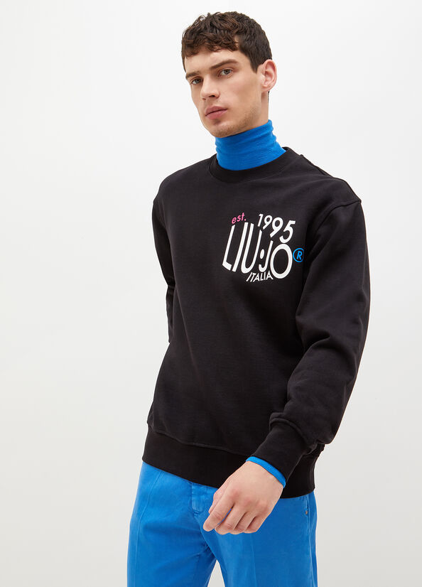 Liu Jo With 1995 Print Men's Sweaters Black | IYE-347918