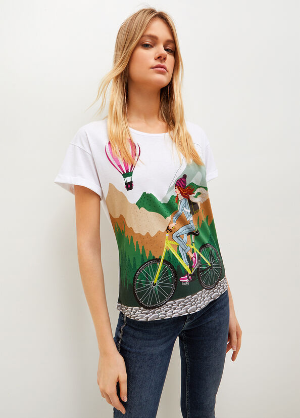 Liu Jo With Deux Alpes Print Women's T Shirts Multicolor | WSO-620871