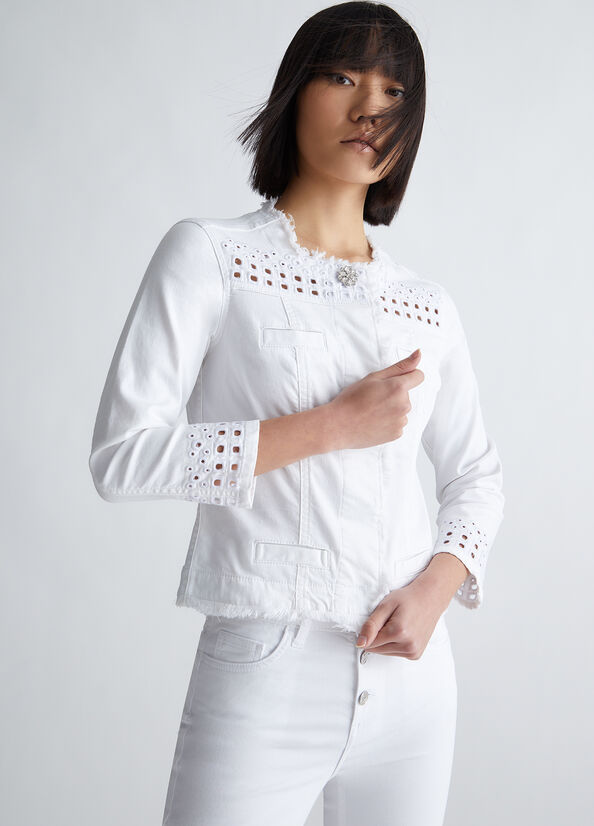 Liu Jo With Embroidery Women's Jackets White | VMB-269743