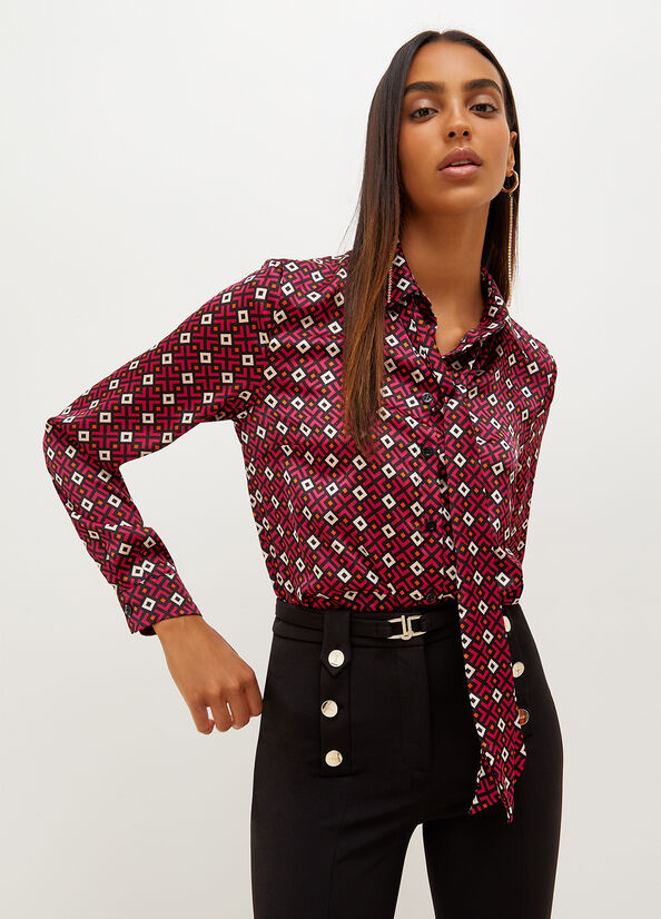 Liu Jo With Geometric Print Women's Shirts Red | OTH-189754