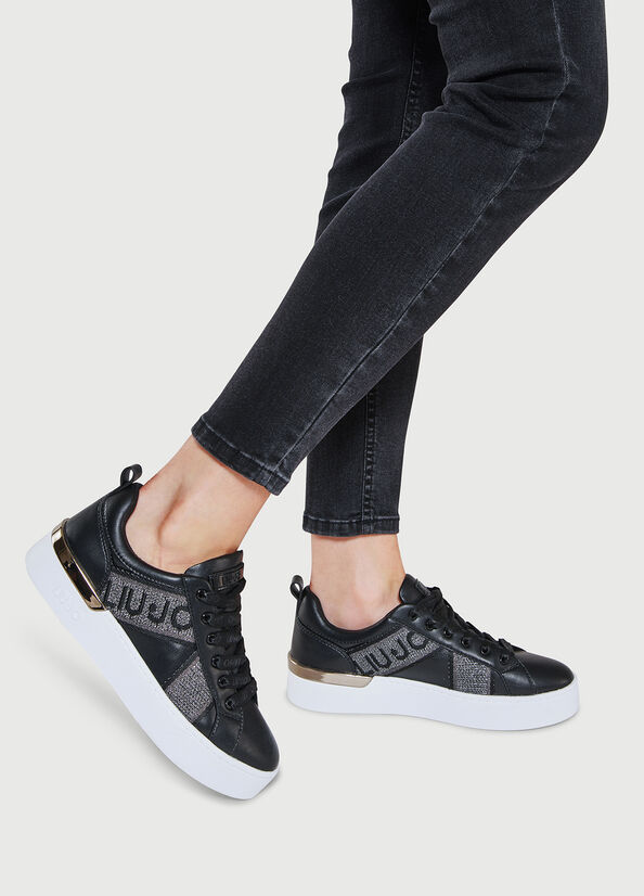 Liu Jo With Jacquard Detail Women's Sneakers Black | FLP-765408