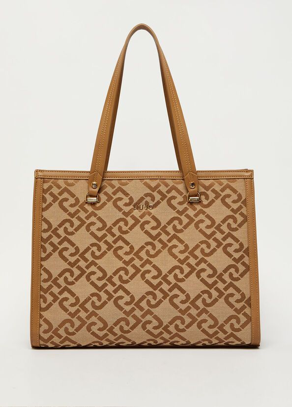 Liu Jo With Jacquard Logo Women's Shopper Bag Brown | PHJ-713624