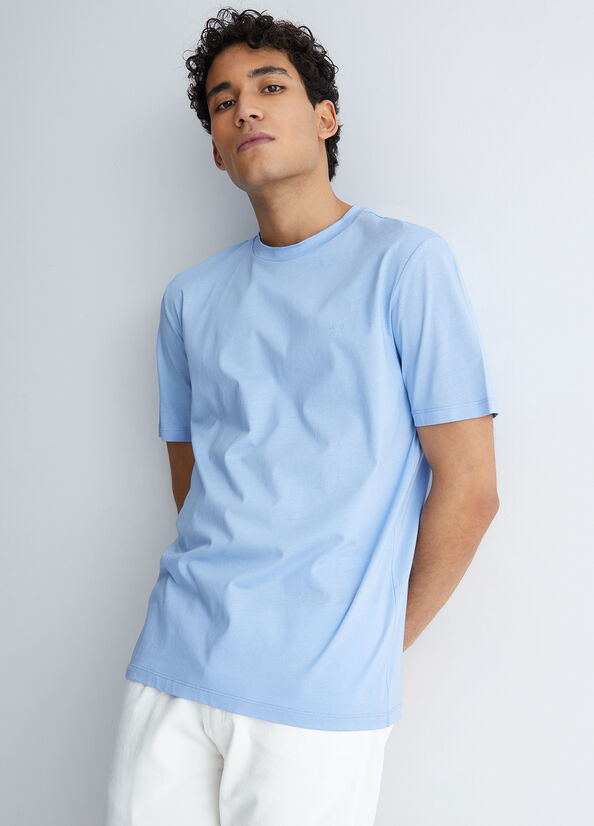 Liu Jo With Logo Men's T Shirts Blue | IVN-307219