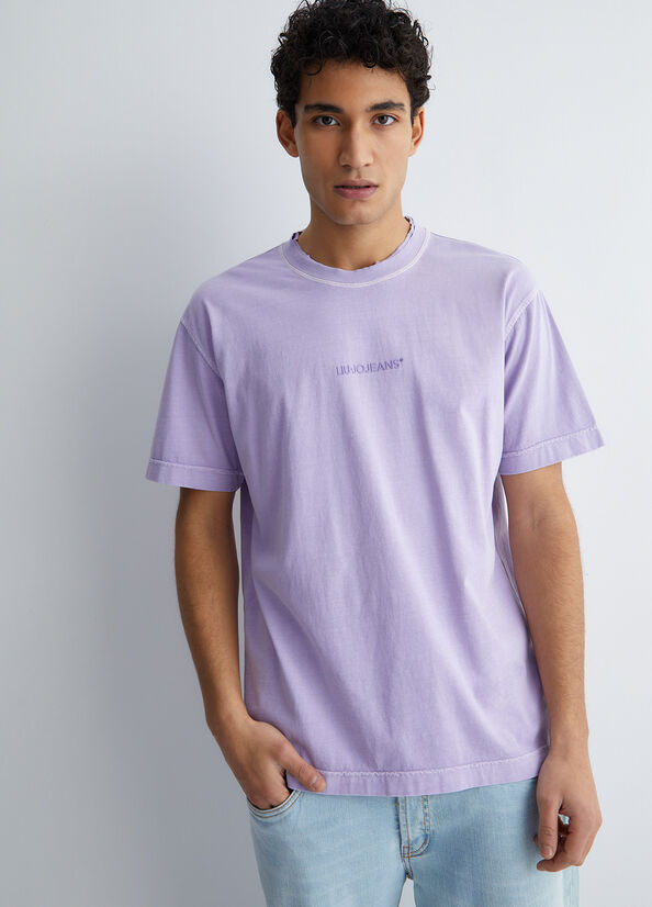 Liu Jo With Logo Men's T Shirts Purple | KHF-316504