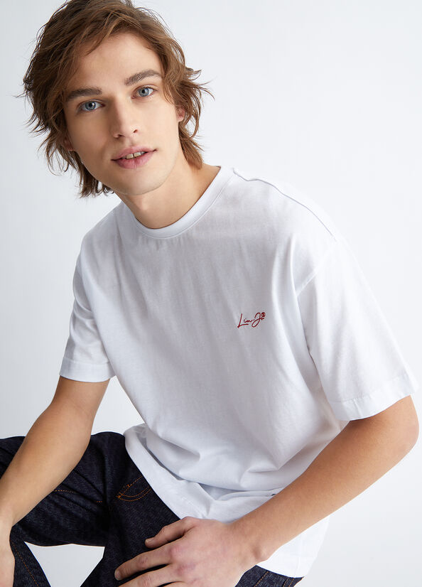 Liu Jo With Logo Men's T Shirts White | BRW-017296