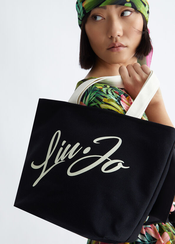 Liu Jo With Logo Women's Shopper Bag Black | IBA-582934