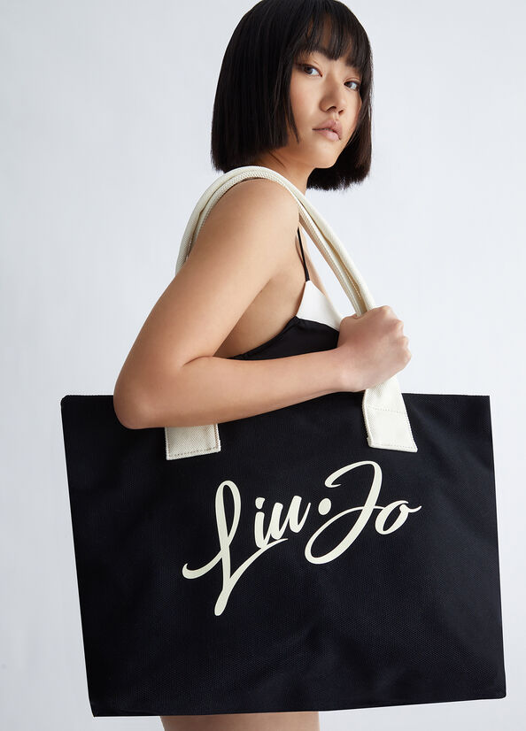 Liu Jo With Logo Women's Shopper Bag Black | PKN-135742