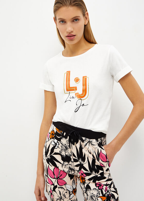 Liu Jo With Logo Women's T Shirts White | QIJ-758241