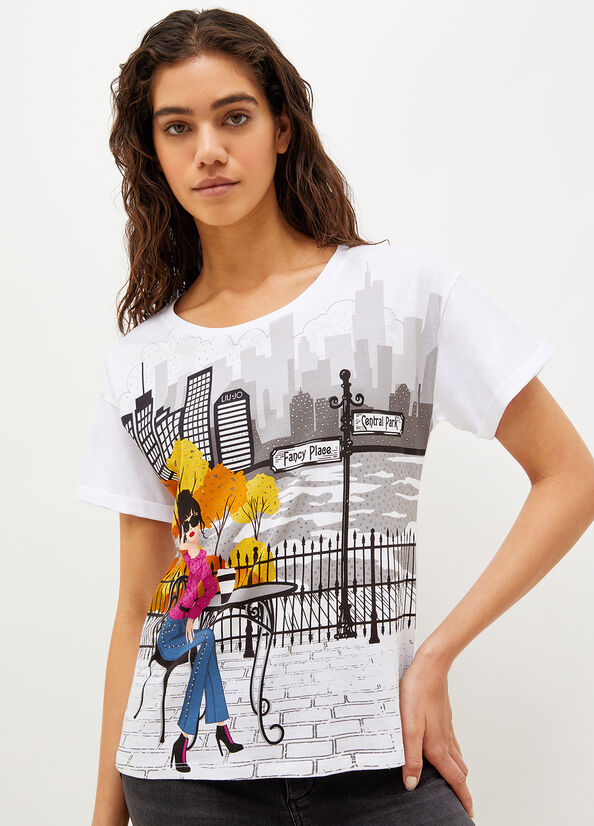 Liu Jo With New York Print Women's T Shirts White | LSN-736190