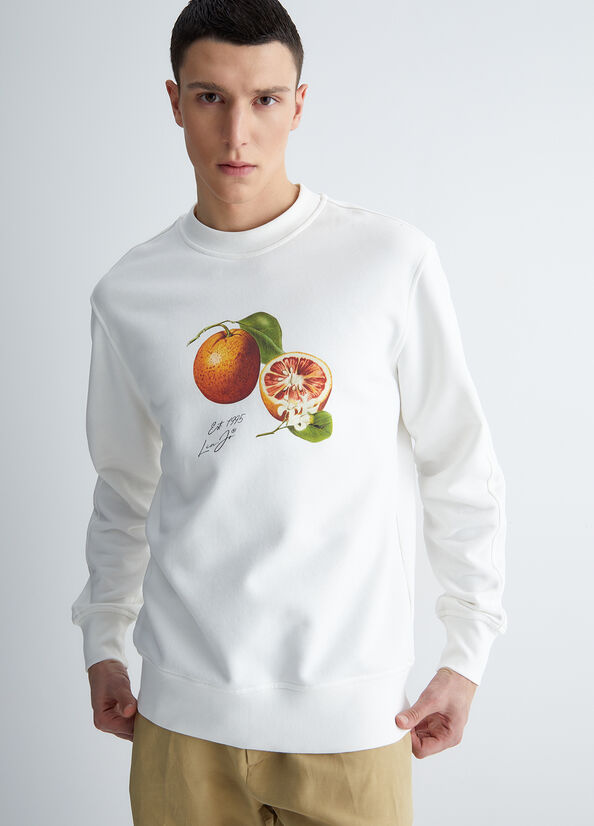 Liu Jo With Orange Print Men's Sweaters White | DQX-870256