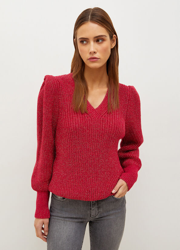 Liu Jo With Puff Sleeves Women's Sweaters Fuchsia | TVQ-914786