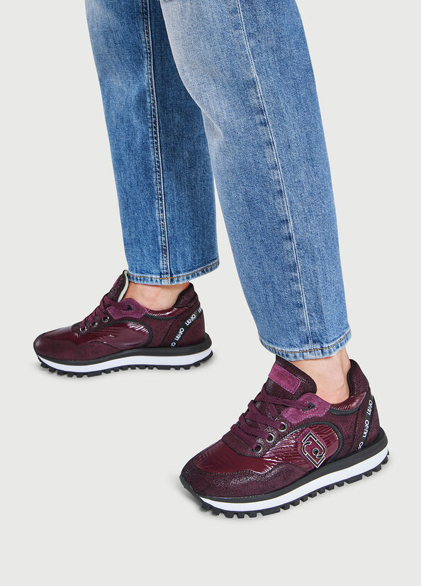 Liu Jo With Rubberised Logo Women's Sneakers Burgundy | VMY-563207