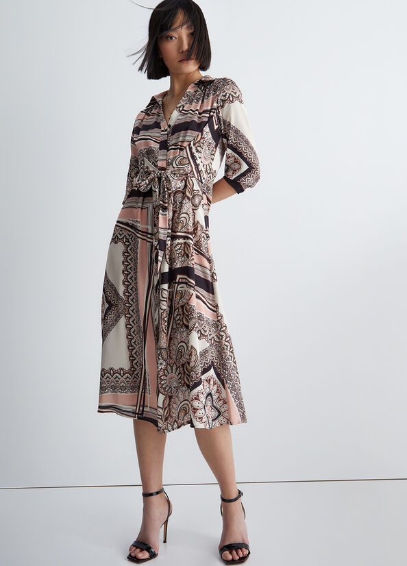 Liu Jo With Scarf Print Women's Dress Grey | EOL-264910