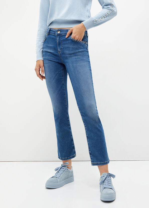 Liu Jo With Studs Women's Slim-Fit Jeans Blue | IGO-897061