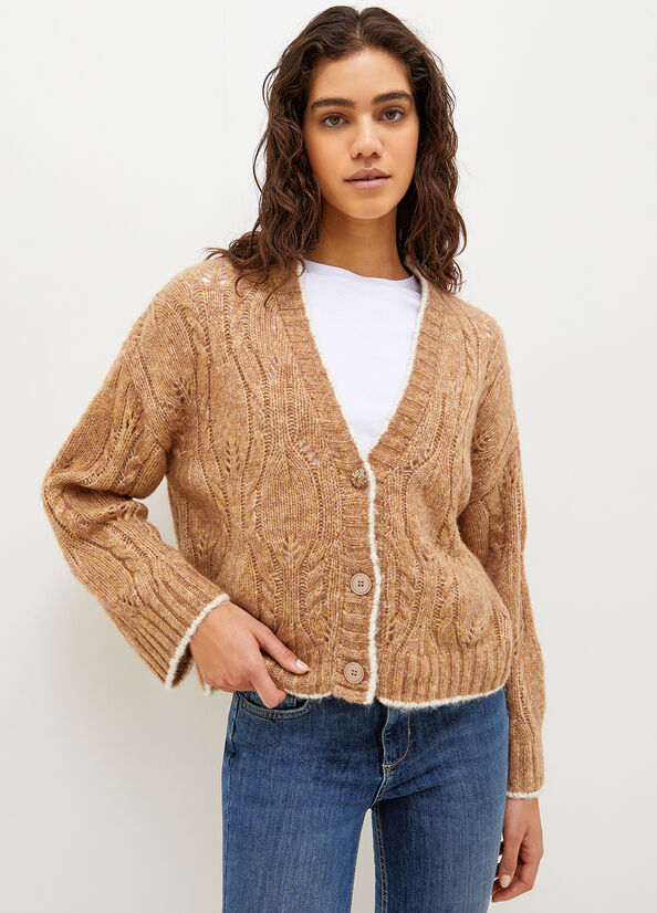 Liu Jo Wool And Alpaca Cardigan Women's Sweaters Brown | LIQ-048537