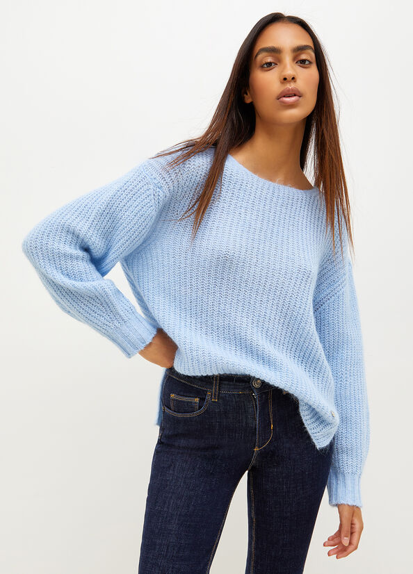 Liu Jo Wool Blend Women's Sweaters Light Blue | LBQ-503942