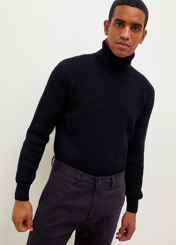 Liu Jo Woollen Turtleneck Men's Sweaters Dark Blue | VPH-842096