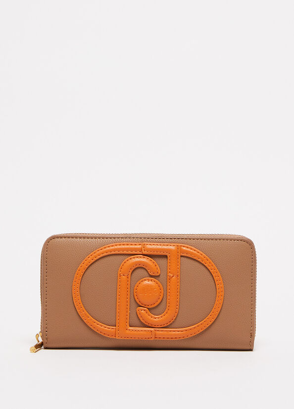 Liu Jo Zip Around With Logo Women's Wallets Brown | CEQ-430259